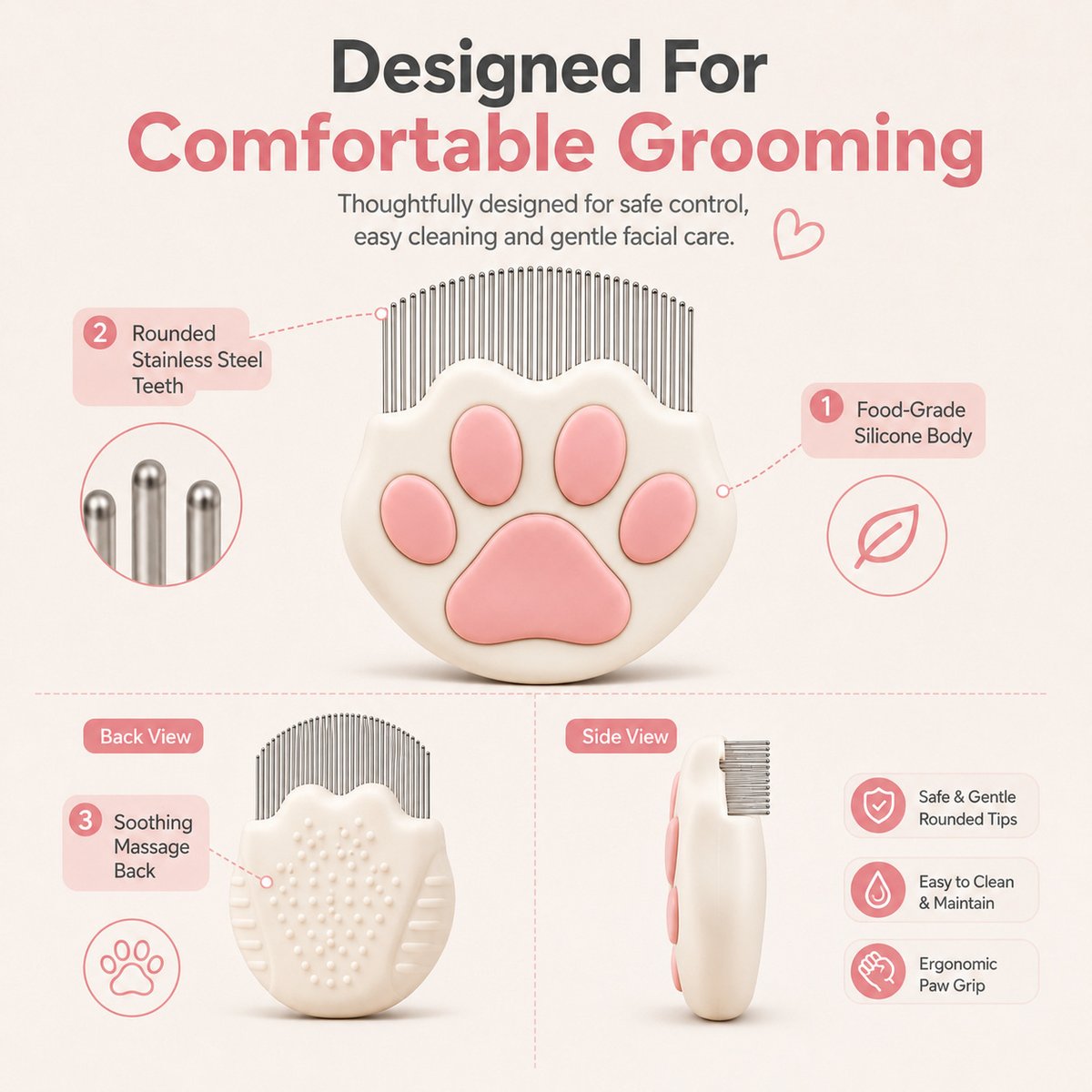 Pet Cat Paw Facial Comb 3