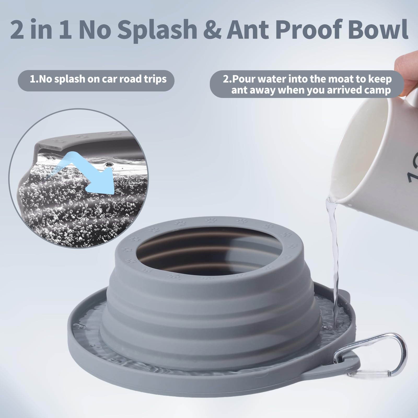 2 in 1 Collapsible No Spill & Ant Proof Dog Bowl