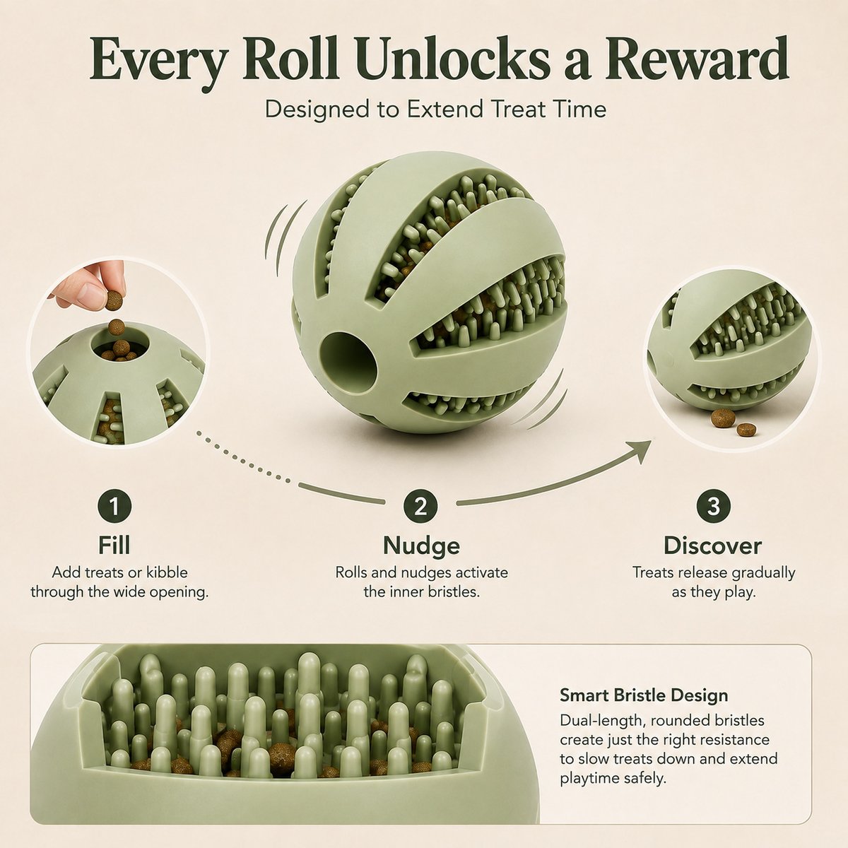 Interactive Enrichment Puzzle Toy with Dual-Length Bristles