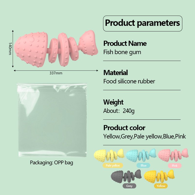Food Grade Silicone Fish Bone Pet Teething Toy 2