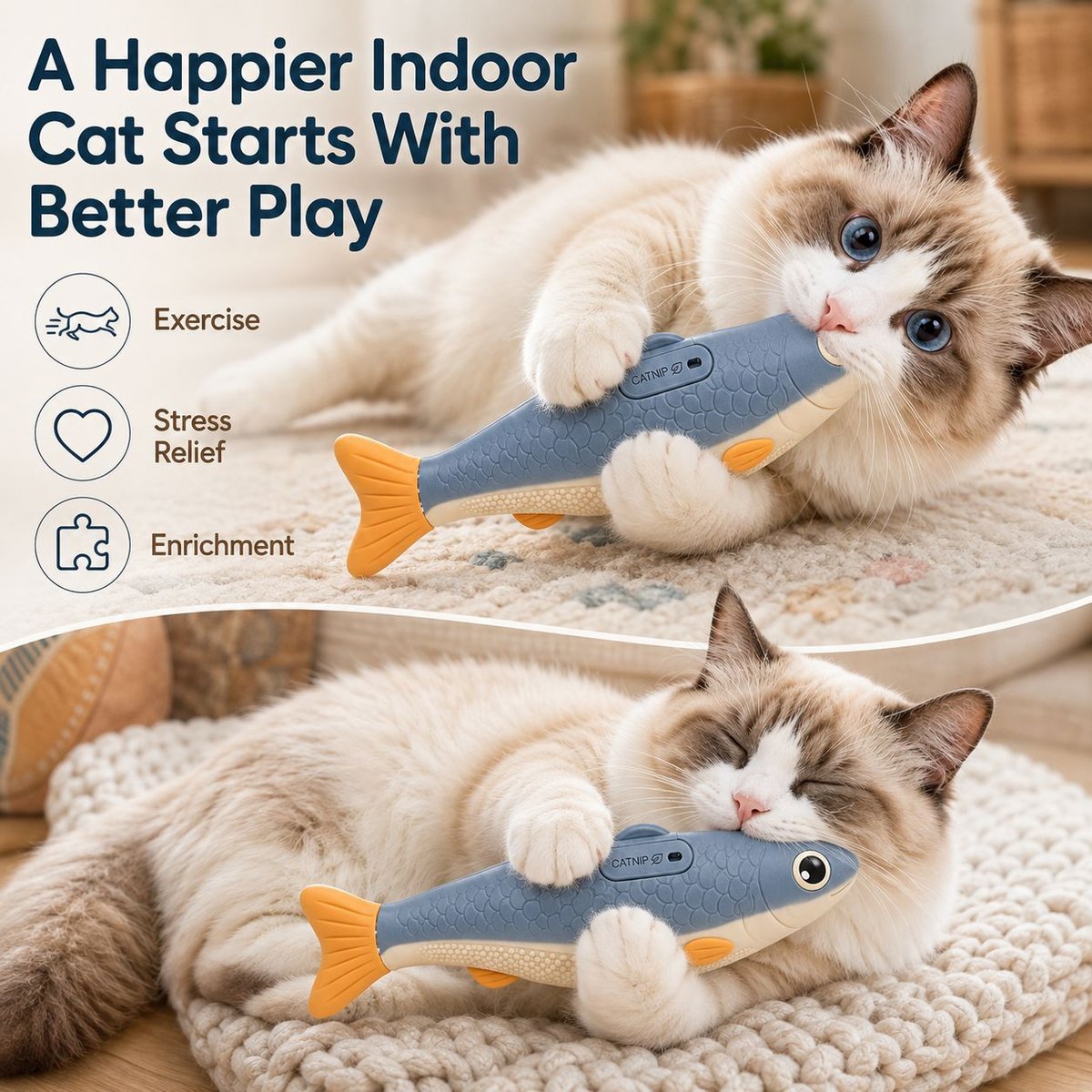 Refillable Catnip Sardine Cat Toy 4